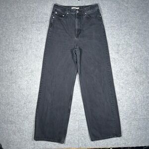 Levi's denim jeans Women 28x31 Black High Loose Wide Leg Baggy 90s Style